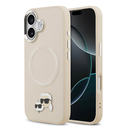 iPhone 17 Kılıf Karl Lagerfeld Orijinal Lisanslı M-safe Şarj Özellikli Metal Kamera ve Buton Tasarımlı K&C PU Deri Kılıf