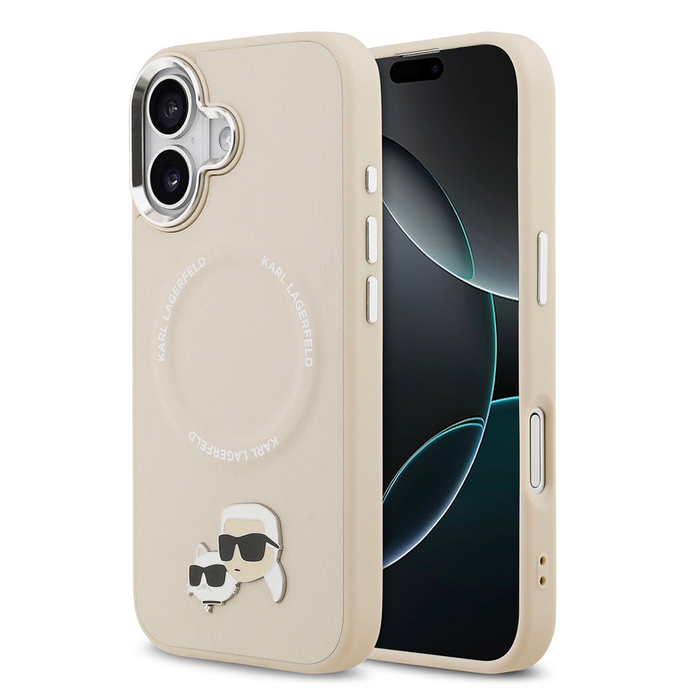 iPhone 17 Kılıf Karl Lagerfeld Orijinal Lisanslı M-safe Şarj Özellikli Metal Kamera ve Buton Tasarımlı K&C PU Deri Kılıf