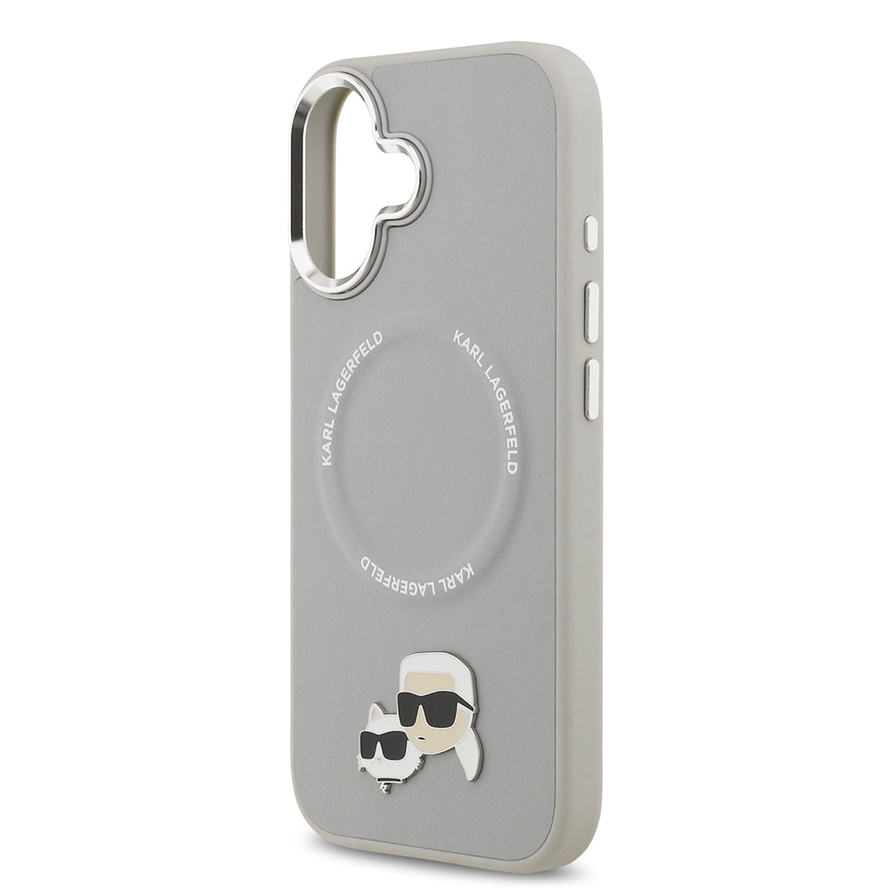 iPhone 17 Kılıf Karl Lagerfeld Orijinal Lisanslı M-safe Şarj Özellikli Metal Kamera ve Buton Tasarımlı K&C PU Deri Kılıf