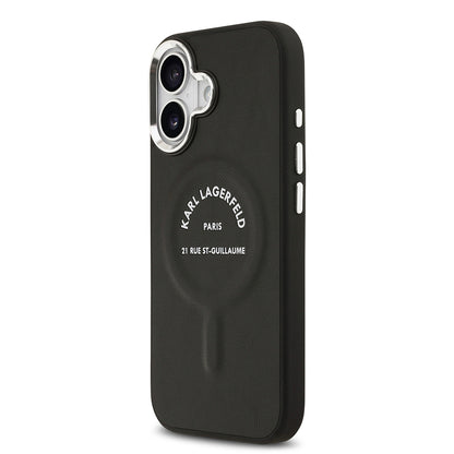 iPhone 17 Kılıf Karl Lagerfeld Orijinal Lisanslı M-safe Şarj Özellikli Metal Kamera ve Buton Tasarımlı Paris RSG PU Deri Kılıf