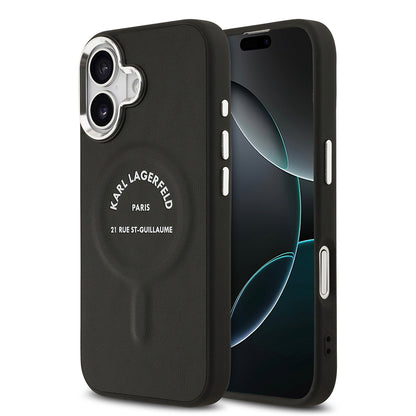 iPhone 17 Kılıf Karl Lagerfeld Orijinal Lisanslı M-safe Şarj Özellikli Metal Kamera ve Buton Tasarımlı Paris RSG PU Deri Kılıf