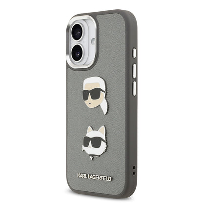 iPhone 17 Kılıf Karl Lagerfeld Orijinal Lisanslı Metal Logolu K&C Heads Pin Kılıf