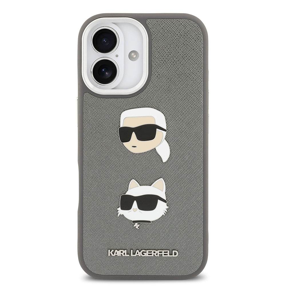 iPhone 17 Kılıf Karl Lagerfeld Orijinal Lisanslı Metal Logolu K&C Heads Pin Kılıf