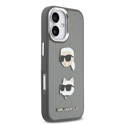 iPhone 17 Kılıf Karl Lagerfeld Orijinal Lisanslı Metal Logolu K&C Heads Pin Kılıf
