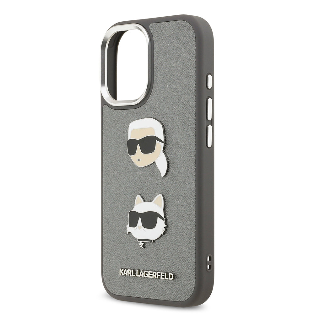 iPhone 17 Kılıf Karl Lagerfeld Orijinal Lisanslı Metal Logolu K&C Heads Pin Kılıf