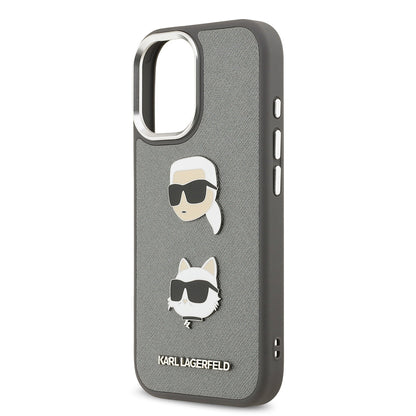 iPhone 17 Kılıf Karl Lagerfeld Orijinal Lisanslı Metal Logolu K&C Heads Pin Kılıf