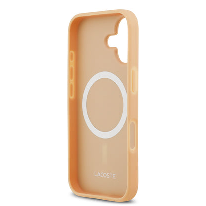 iPhone 17 Kılıf Lacoste Orijinal Lisanslı M-safe Şarj Özellikli PU Deri Tasarımlı Karışık Monogram Desenli Kılıf