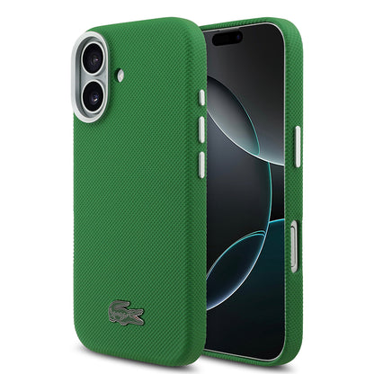 iPhone 17 Kılıf Lacoste Orijinal Lisanslı M-Safe Şarj Özellikli PVC Pike Desenli Arka Yüzey İkonik Timsah Dokuma Logolu Kılıf