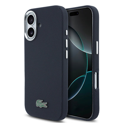 iPhone 17 Kılıf Lacoste Orijinal Lisanslı M-Safe Şarj Özellikli PVC Pike Desenli Arka Yüzey İkonik Timsah Dokuma Logolu Kılıf