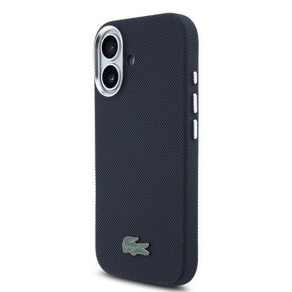 iPhone 17 Kılıf Lacoste Orijinal Lisanslı M-Safe Şarj Özellikli PVC Pike Desenli Arka Yüzey İkonik Timsah Dokuma Logolu Kılıf