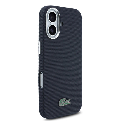 iPhone 17 Kılıf Lacoste Orijinal Lisanslı M-Safe Şarj Özellikli PVC Pike Desenli Arka Yüzey İkonik Timsah Dokuma Logolu Kılıf