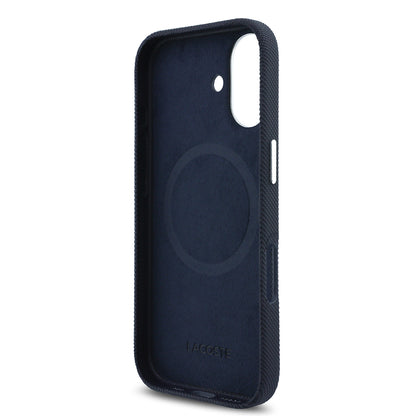 iPhone 17 Kılıf Lacoste Orijinal Lisanslı M-Safe Şarj Özellikli PVC Pike Desenli Arka Yüzey İkonik Timsah Dokuma Logolu Kılıf