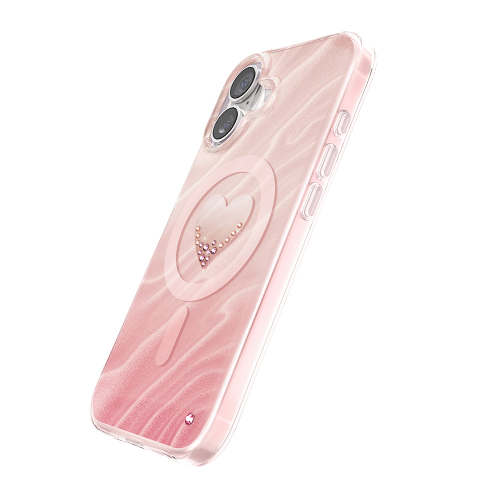 iPhone 17 Kılıf M-Safe Şarj Özellikli Orijinal Swarovski Taşlı Zore Paris Rovix Sert PC Kılıf