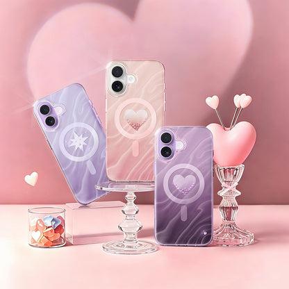 iPhone 17 Kılıf M-Safe Şarj Özellikli Orijinal Swarovski Taşlı Zore Paris Rovix Sert PC Kılıf