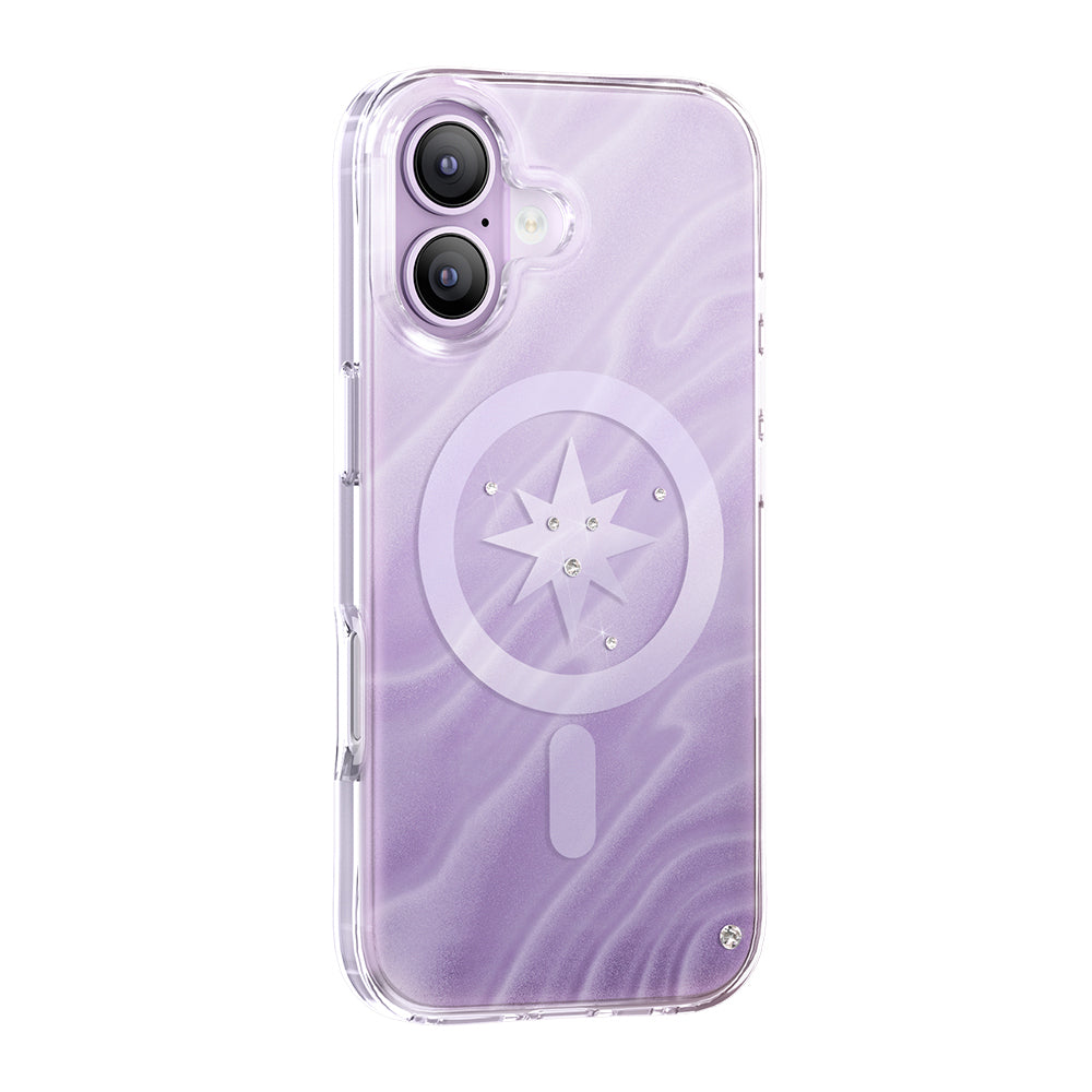 iPhone 17 Kılıf M-Safe Şarj Özellikli Orijinal Swarovski Taşlı Zore Paris Rovix Sert PC Kılıf