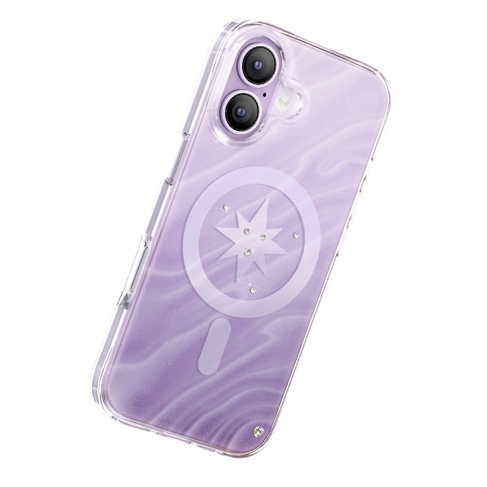iPhone 17 Kılıf M-Safe Şarj Özellikli Orijinal Swarovski Taşlı Zore Paris Rovix Sert PC Kılıf