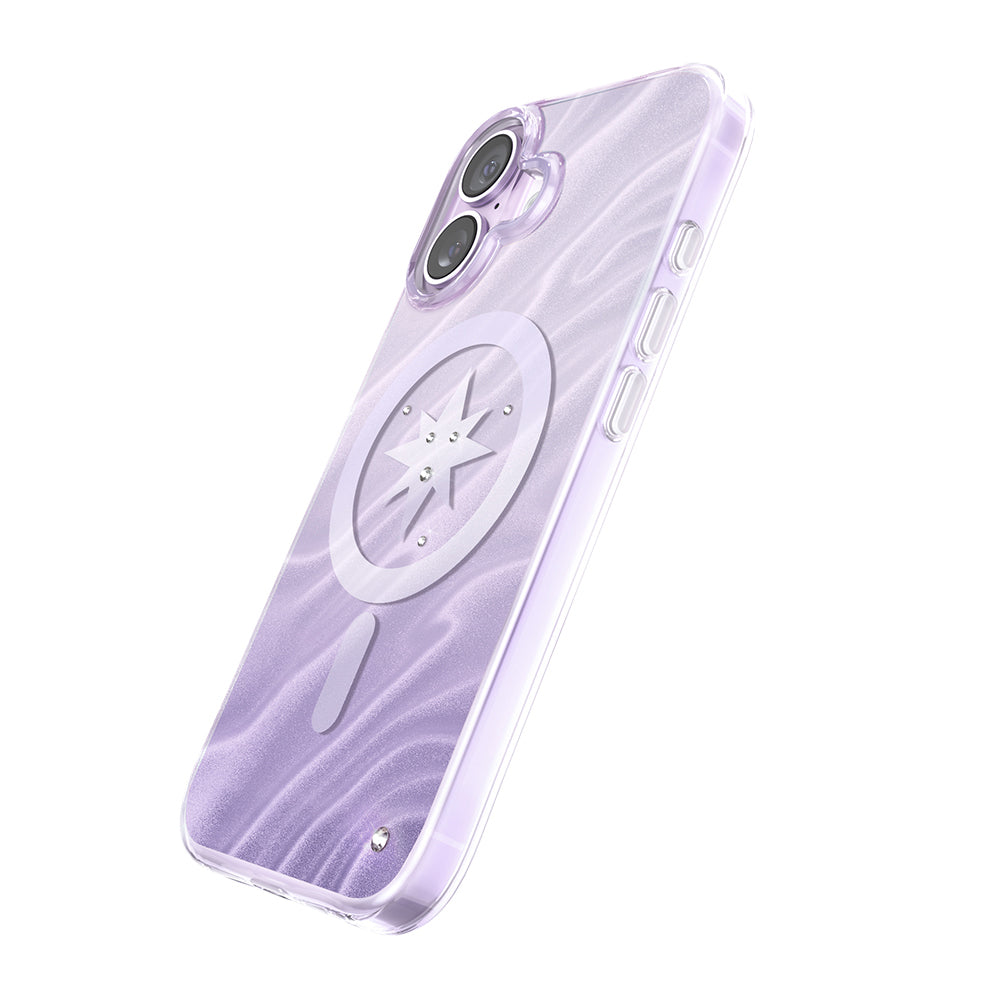 iPhone 17 Kılıf M-Safe Şarj Özellikli Orijinal Swarovski Taşlı Zore Paris Rovix Sert PC Kılıf