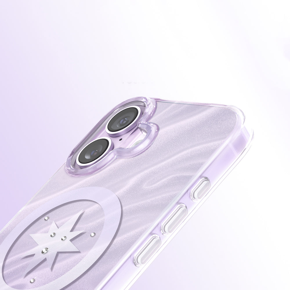 iPhone 17 Kılıf M-Safe Şarj Özellikli Orijinal Swarovski Taşlı Zore Paris Rovix Sert PC Kılıf