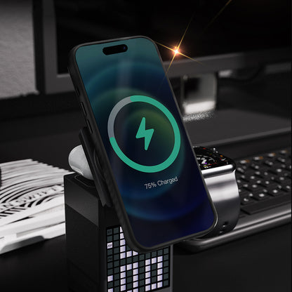 iPhone 17 Kılıf M-safe Şarj Özellikli Metal Standlı Lenyes CK225 Kevlar Kılıf