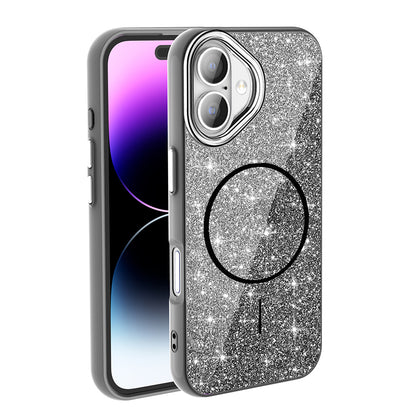iPhone 17 Kılıf M-safe Şarj Özellikli Parlayan Simli Zore Okso Kılıf