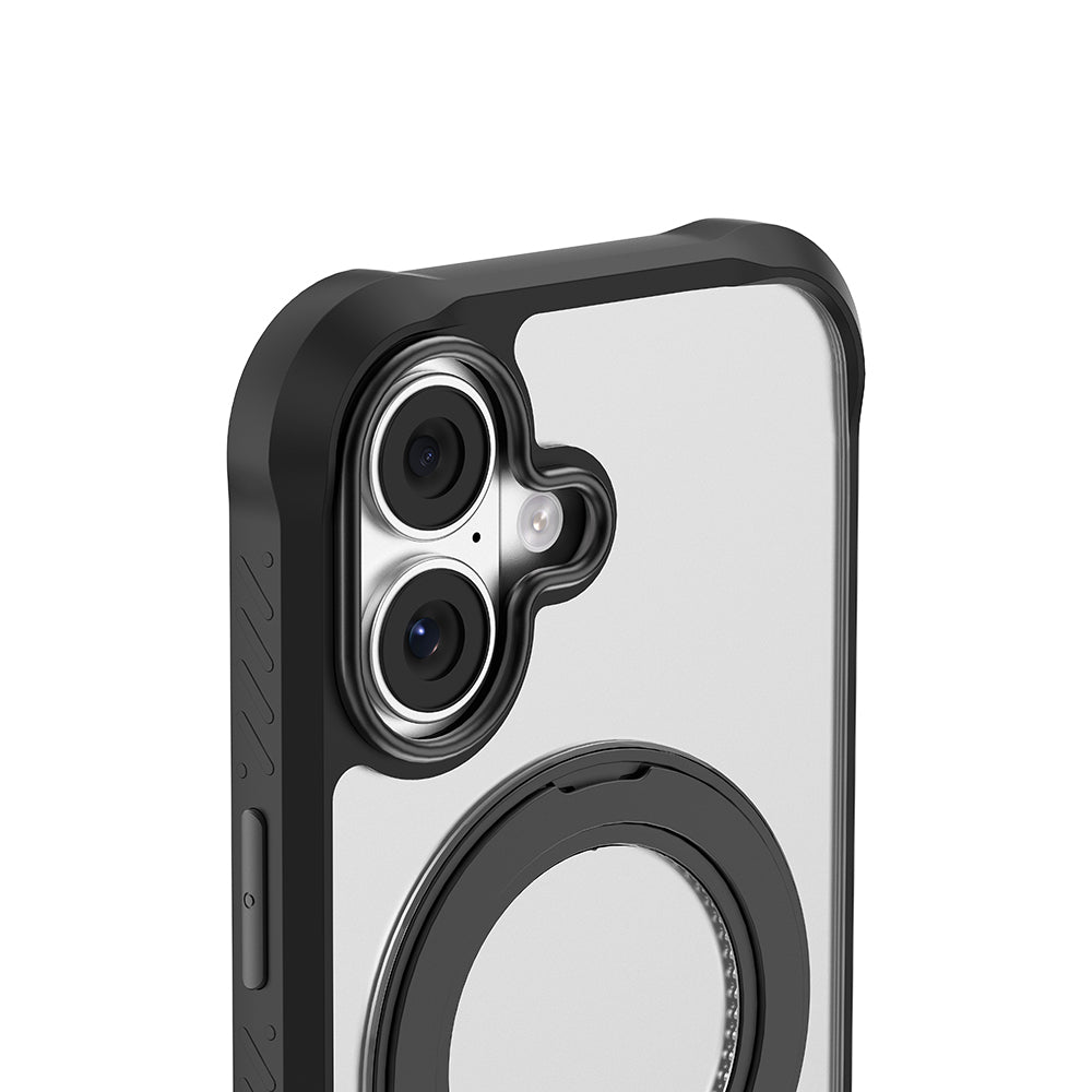 iPhone 17 Kılıf M-safe Şarj Özellikli Parmak Ring Standlı Airbag Tasarımlı Mutural Obsidian Serisi Kılıf