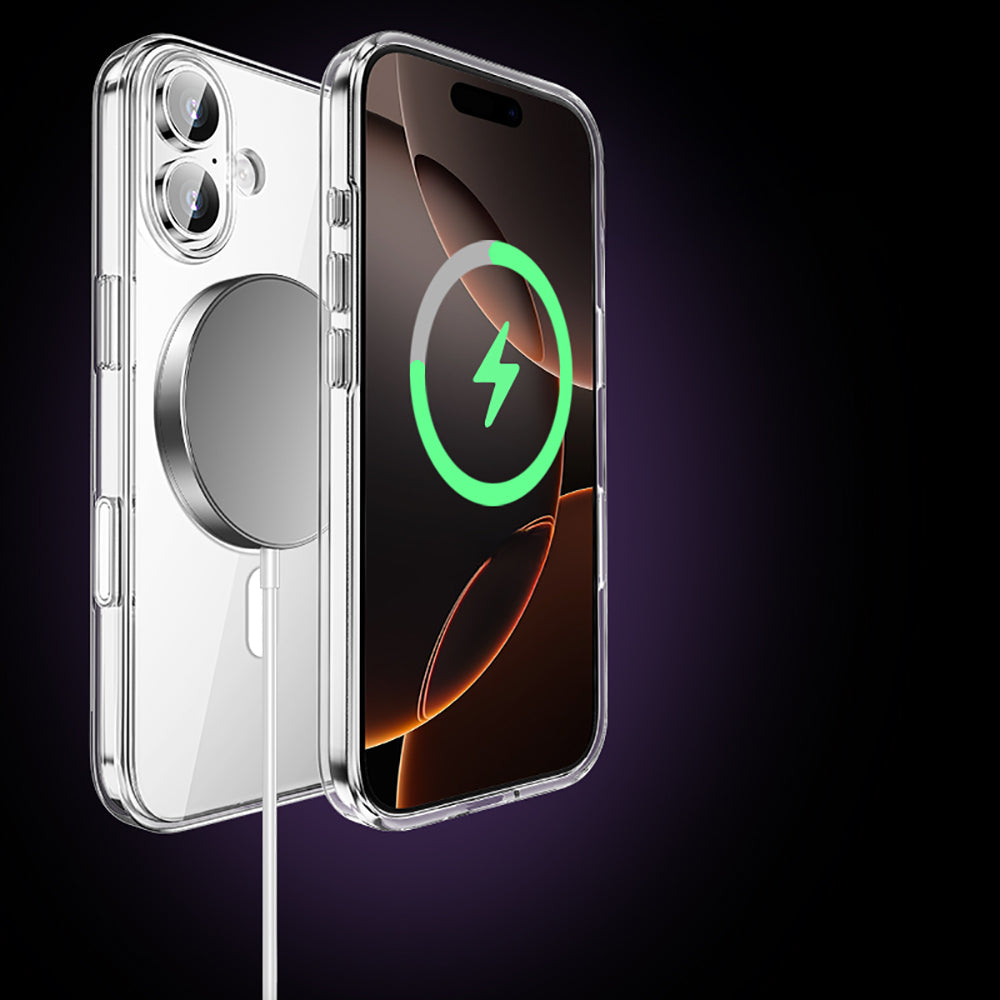 iPhone 17 Kılıf M-safe Şarj Özellikli Transparan Sert PC Wlons Pita Kılıf