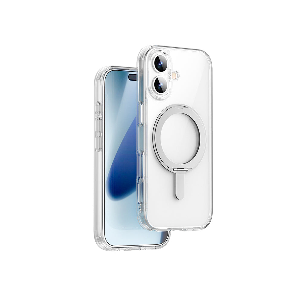 iPhone 17 Kılıf M-safe Şarj Özellikli Wiwu MCC-201 iShield Ultra Serisi Standlı Crystal Sert PC Kılıf