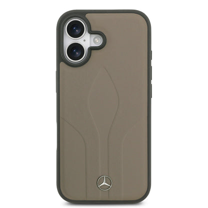 iPhone 17 Kılıf Mercedes Benz Orijinal Lisanslı M-safe Şarj Özellikli Dokulu Desenli Deri Kılıf