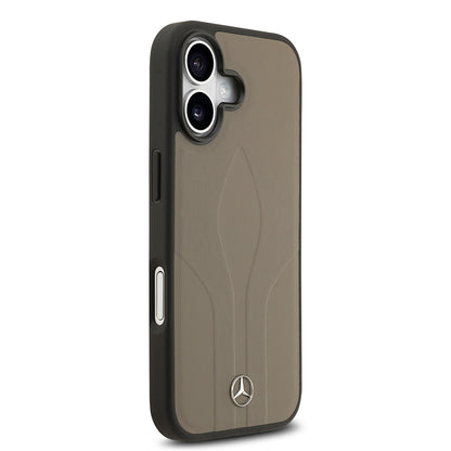 iPhone 17 Kılıf Mercedes Benz Orijinal Lisanslı M-safe Şarj Özellikli Dokulu Desenli Deri Kılıf