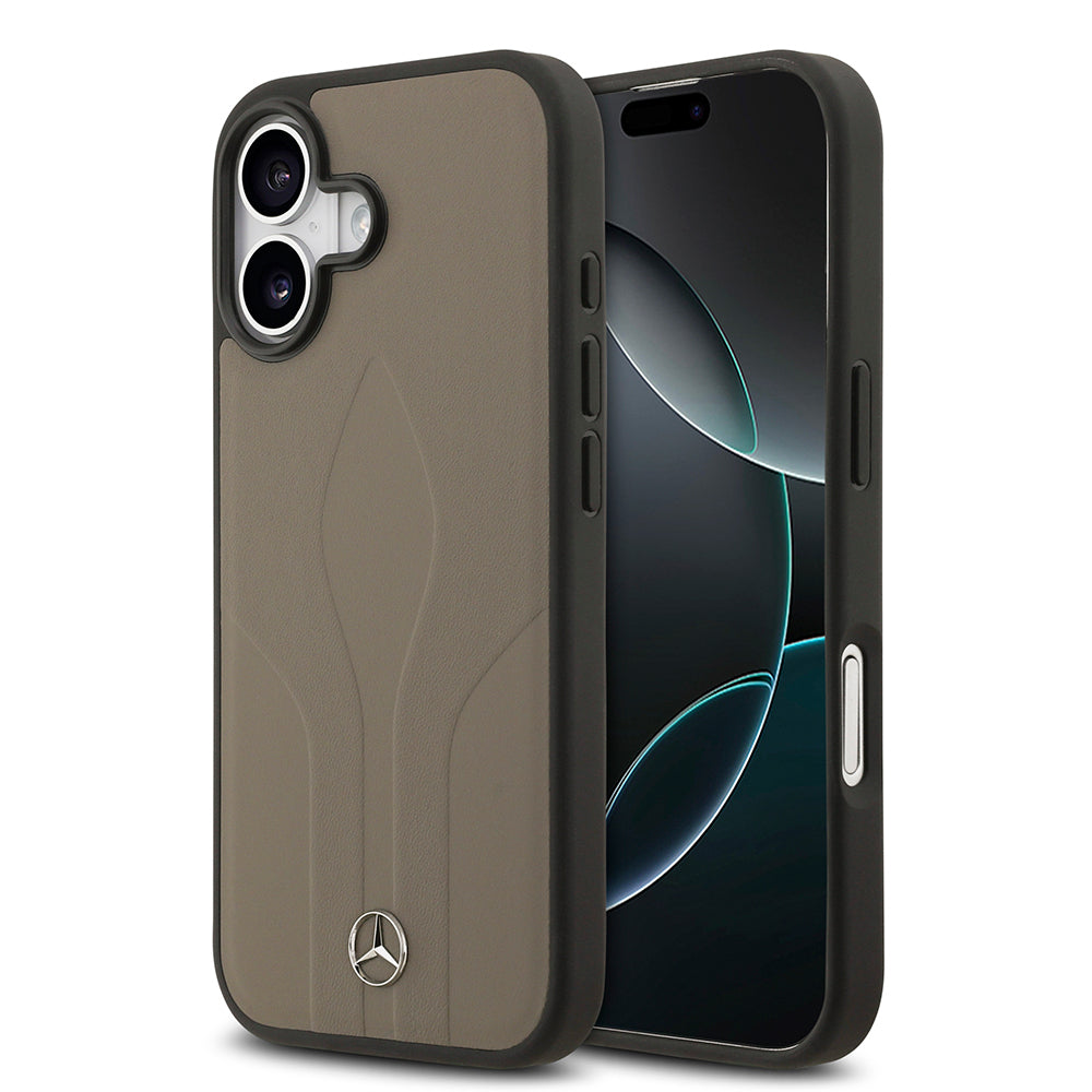 iPhone 17 Kılıf Mercedes Benz OrijinalLisanslı M-safe Şarj Özellikli Dokulu Desenli Deri Kılıf