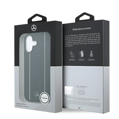 iPhone 17 Kılıf Mercedes Benz OrijinalLisanslı M-safe Şarj Özellikli Şeritli Yıldız Desenli Metal Logolu Deri Kılıf