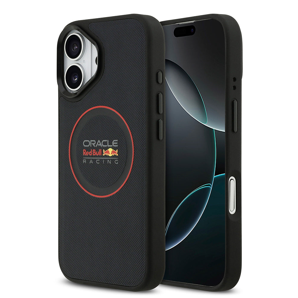 iPhone 17 Kılıf Redbull Orijinal Lisanslı M-safe Şarj Özellikli Kırmızı Halka ve Logo Kabartmalı PU Deri Kılıf