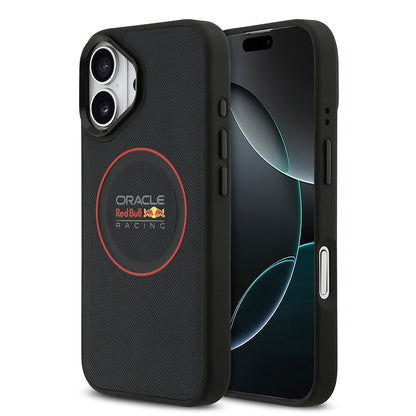 iPhone 17 Kılıf Redbull Orijinal Lisanslı M-safe Şarj Özellikli Kırmızı Halka ve Logo Kabartmalı PU Deri Kılıf