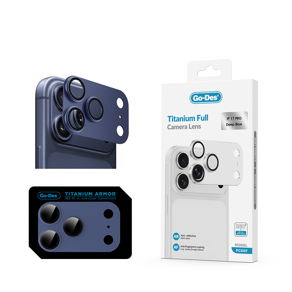 iPhone 17 Pro Go Des FC007 Titanyum Serisi Anti Reflective Kamera Lens Koruyucu