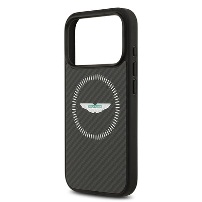 iPhone 17 Pro Kılıf Aston Martin Orijinal Lisanslı M-safe Şarj Özellikli Karbon Fiber Kılıf