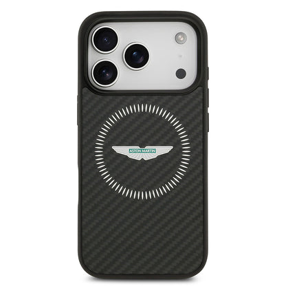iPhone 17 Pro Kılıf Aston Martin Orijinal Lisanslı M-safe Şarj Özellikli Karbon Fiber Kılıf