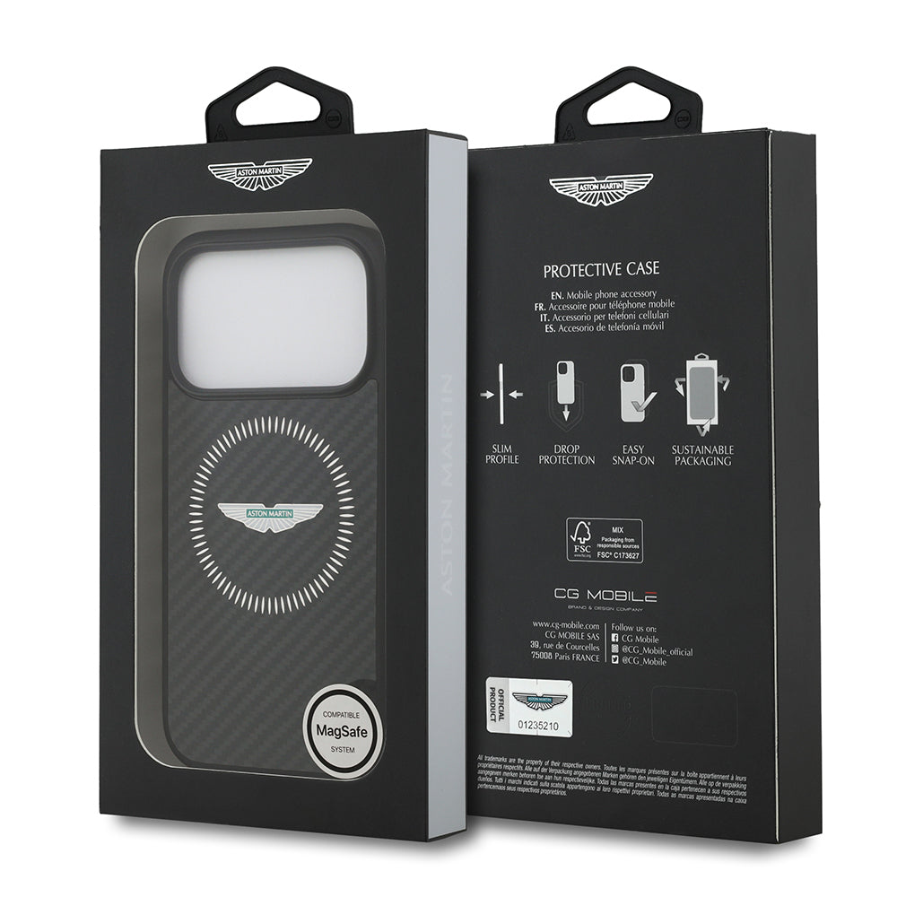 iPhone 17 Pro Kılıf Aston Martin OrijinalLisanslı M-safe Şarj Özellikli Karbon Fiber Kevlar Kılıf
