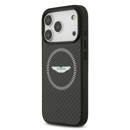 iPhone 17 Pro Kılıf Aston Martin OrijinalLisanslı M-safe Şarj Özellikli Karbon Fiber Kevlar Kılıf