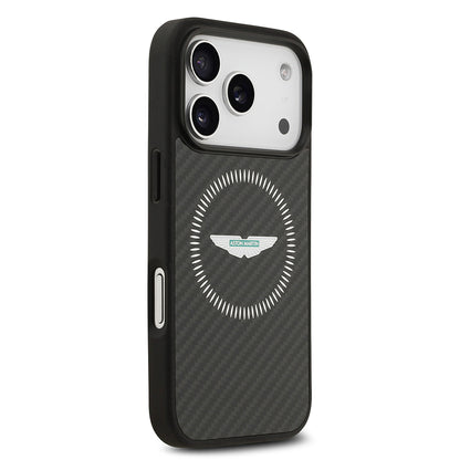 iPhone 17 Pro Kılıf Aston Martin OrijinalLisanslı M-safe Şarj Özellikli Karbon Fiber Kevlar Kılıf