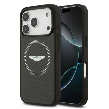 iPhone 17 Pro Kılıf Aston Martin OrijinalLisanslı M-safe Şarj Özellikli Karbon Fiber Kevlar Kılıf
