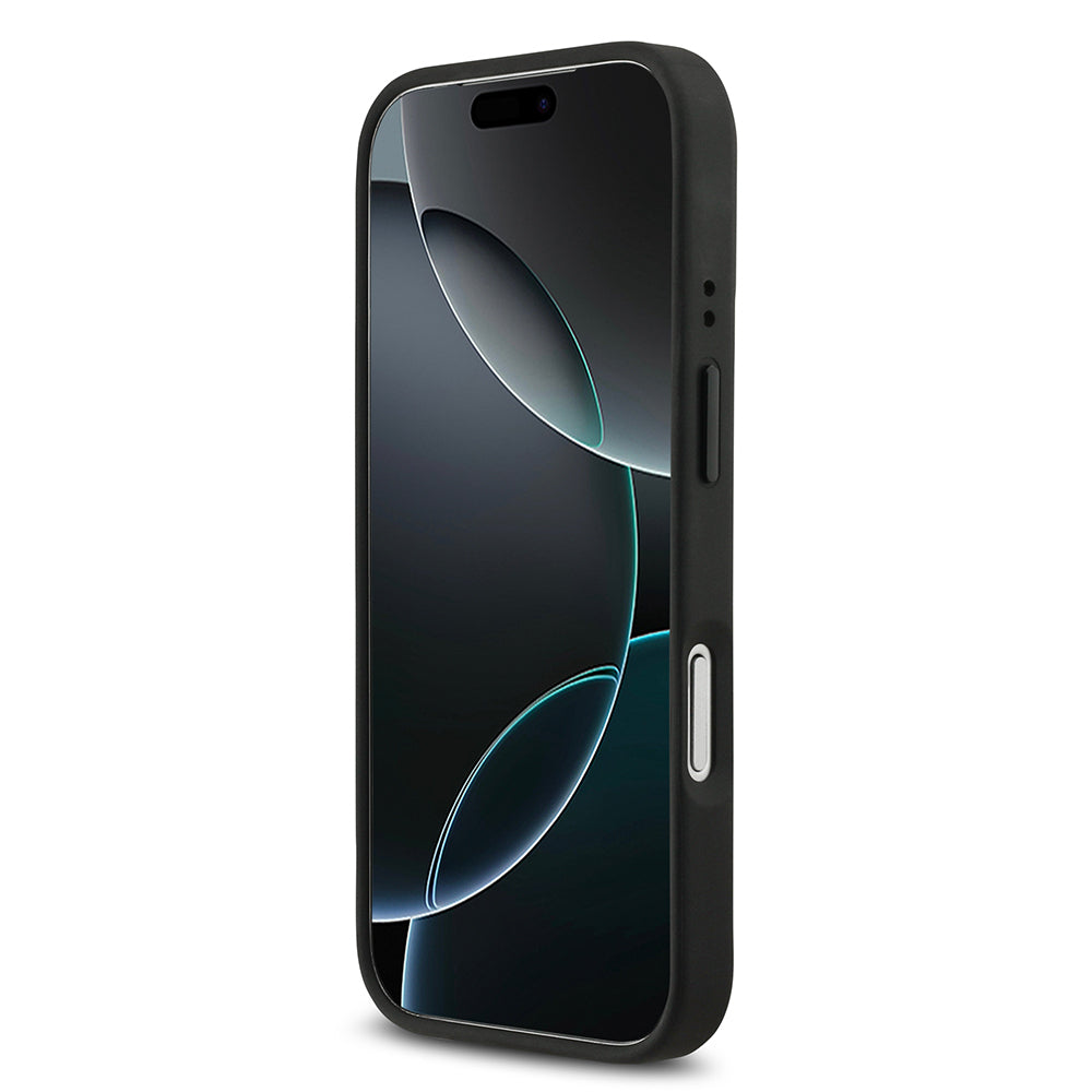 iPhone 17 Pro Kılıf BMW Orijinal Lisanslı M-safe Şarj Özellikli Deri Arka Yüzey Metal Logolu Delikli Şerit Tasarımlı Kılıf