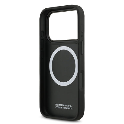 iPhone 17 Pro Kılıf BMW Orijinal Lisanslı M-safe Şarj Özellikli Deri Arka Yüzey Metal Logolu Delikli Şerit Tasarımlı Kılıf