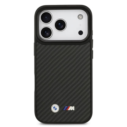 iPhone 17 Pro Kılıf BMW Orijinal Lisanslı M-safe Şarj Özellikli Karbon Fiber Metal Logolu Kılıf