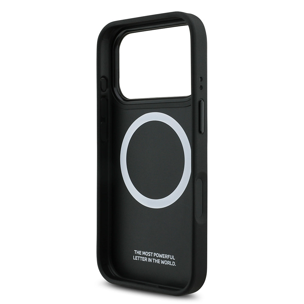 iPhone 17 Pro Kılıf BMW Orijinal Lisanslı M-safe Şarj Özellikli M Logolu Üç Şeritli Delikli Deri Kılıf