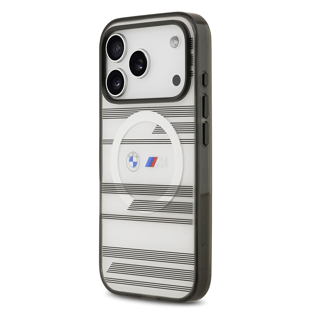 iPhone 17 Pro Kılıf BMW Orijinal Lisanslı M-safe Şarj Özellikli Metal Kamera Butonlu Yatay Şeritli M Dizayn Kılıf