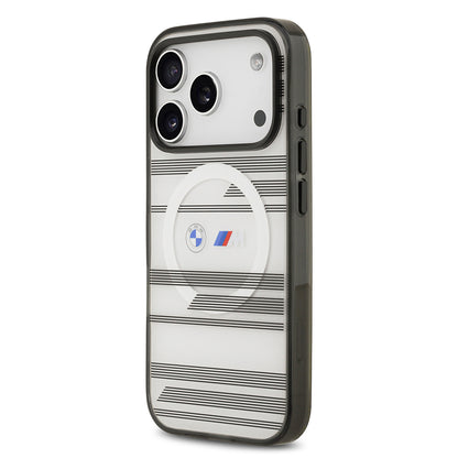 iPhone 17 Pro Kılıf BMW Orijinal Lisanslı M-safe Şarj Özellikli Metal Kamera Butonlu Yatay Şeritli M Dizayn Kılıf