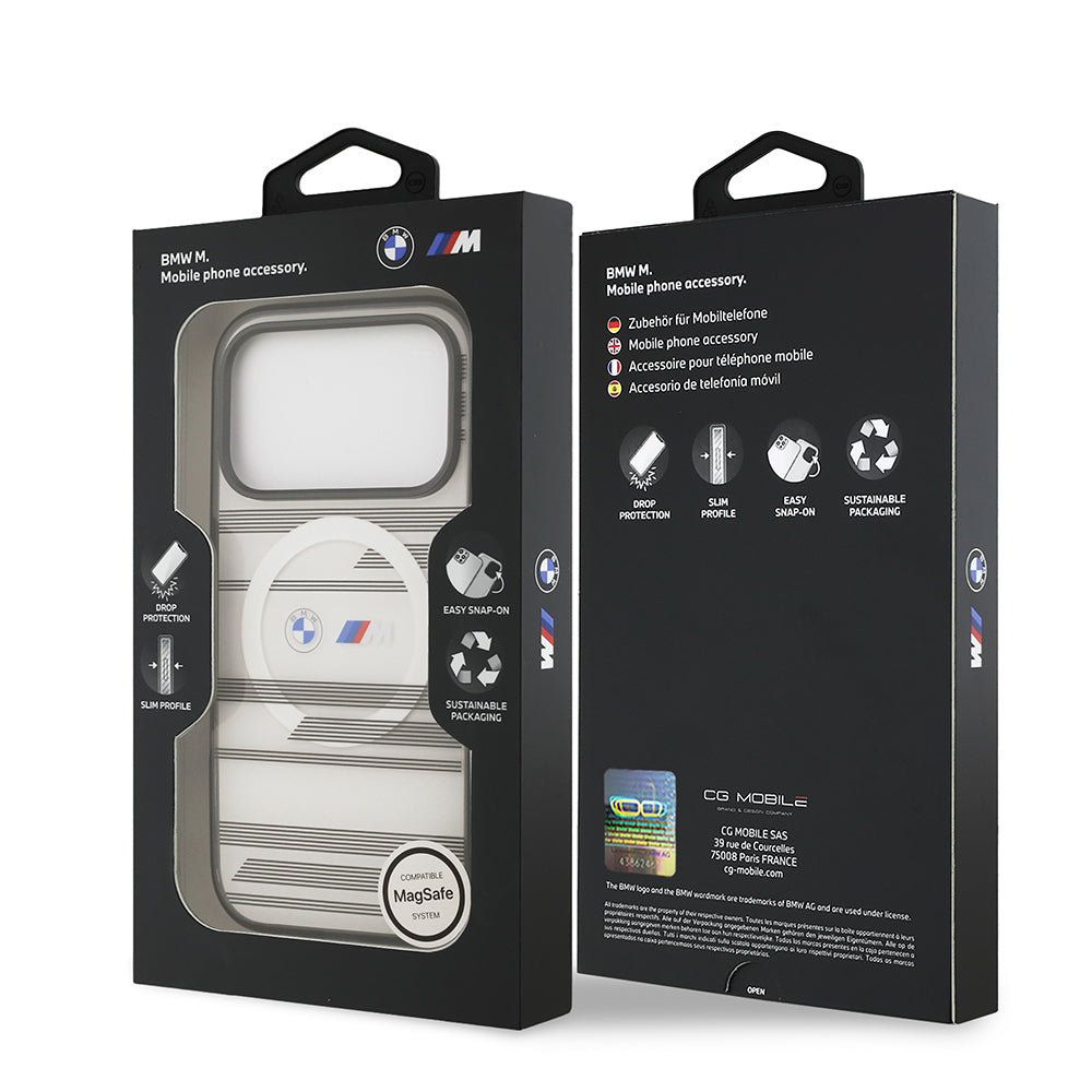 iPhone 17 Pro Kılıf BMW Orijinal Lisanslı M-safe Şarj Özellikli Metal Kamera Butonlu Yatay Şeritli M Dizayn Kılıf