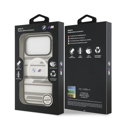 iPhone 17 Pro Kılıf BMW Orijinal Lisanslı M-safe Şarj Özellikli Metal Kamera Butonlu Yatay Şeritli M Dizayn Kılıf