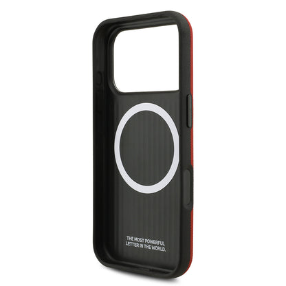 iPhone 17 Pro Kılıf BMW Orijinal Lisanslı M-safe Şarj Özellikli Metal Logolu Delikli M Dizayn Deri Kılıf