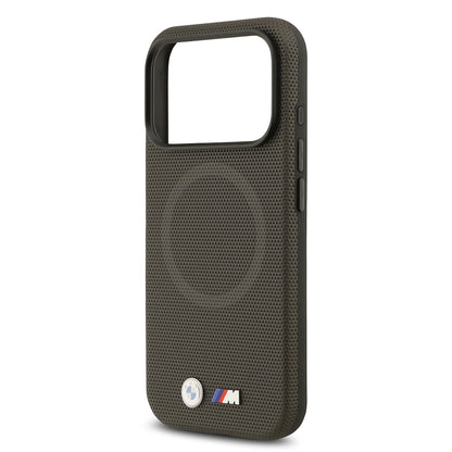 iPhone 17 Pro Kılıf BMW Orijinal Lisanslı M-safe Şarj Özellikli Metal Logolu Delikli M Dizayn Deri Kılıf